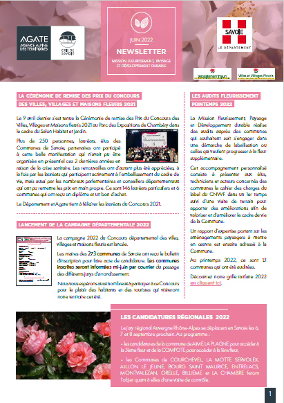 Newsletter Fleurissement – Printemps 2022