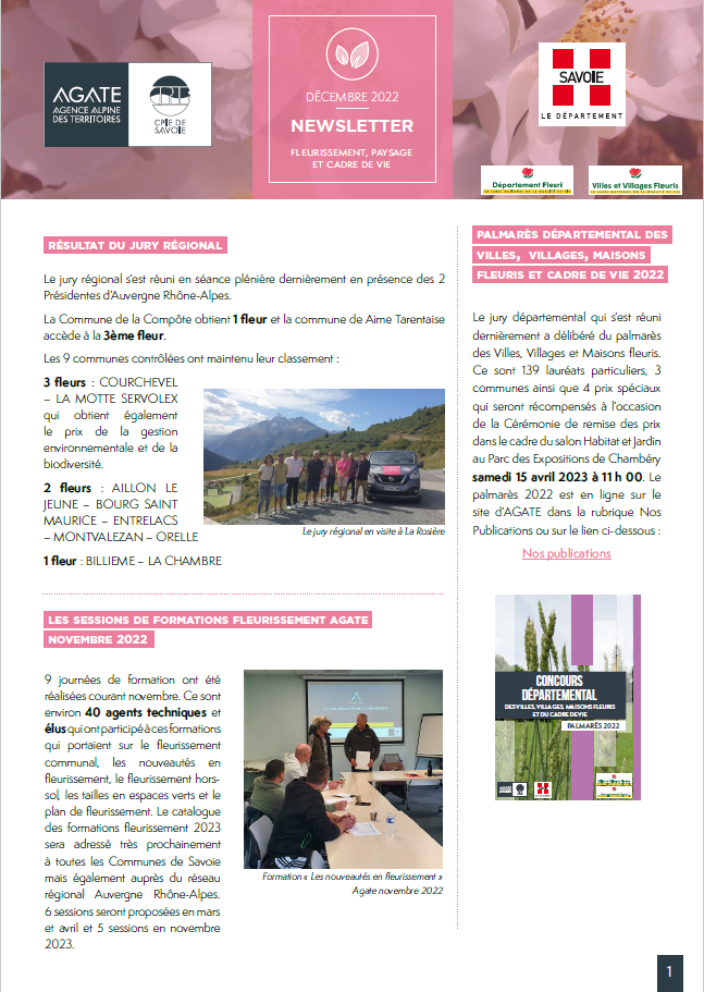Newsletter Fleurissement N°9 / hiver 2022-2023